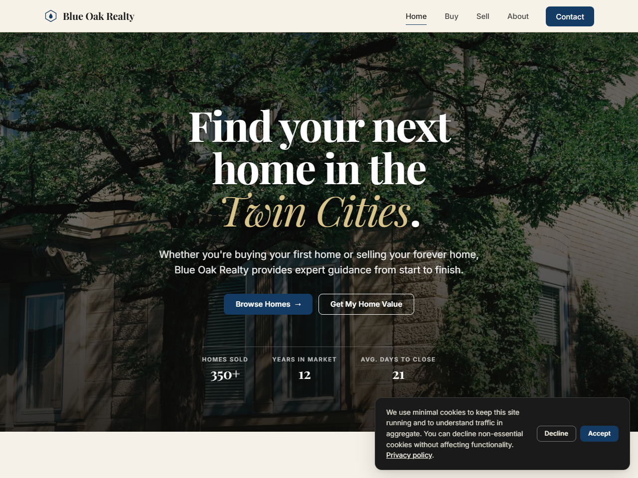 Blue Oak Realty homepage