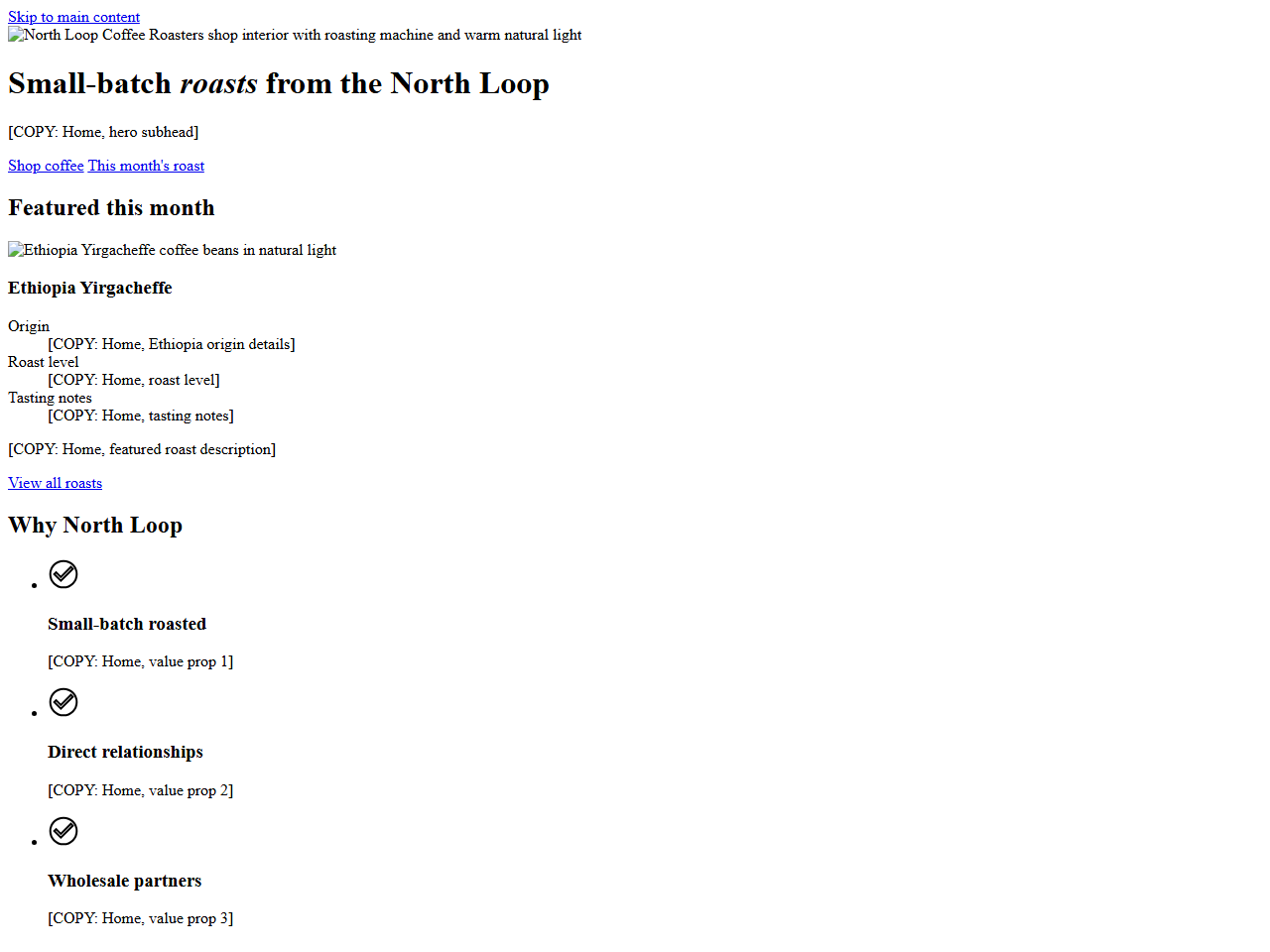 North Loop Coffee homepage